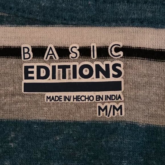 Men's Size Medium Blue/Gray/White & Black Long Sleeve V-Neck - Picture 6 of 8